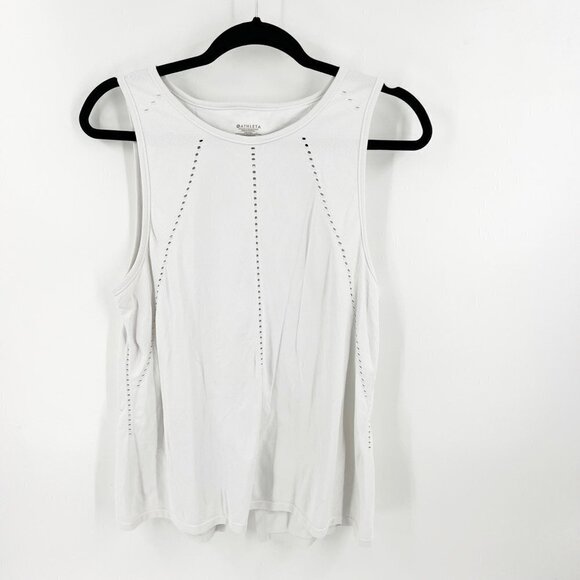 ✅ ATHLETA WHITE PERFORATED SLEEVELESS TOP SIZE MEDIUM - Picture 1 of 4